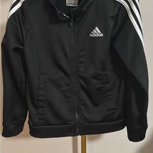 Boys Adidas Black Jacket with White Stripes